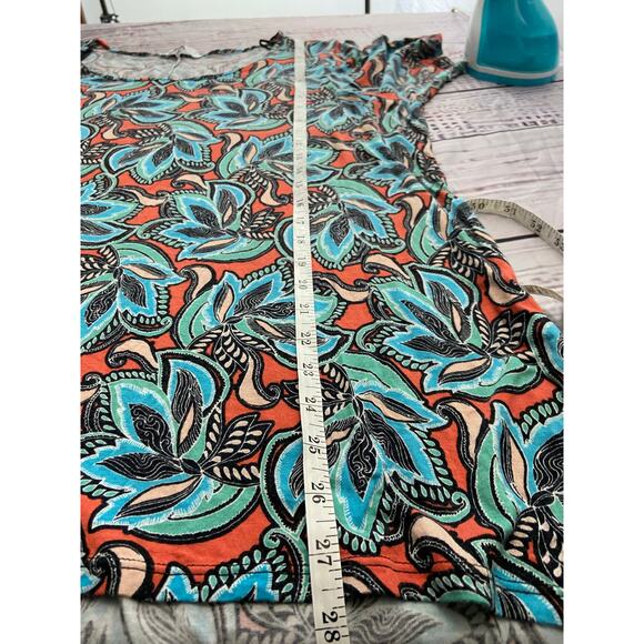 Rose + Olive Shirt Womens 2X Floral Colorful Scoop Neck Short Sleeves Stretch - Picture 7 of 11